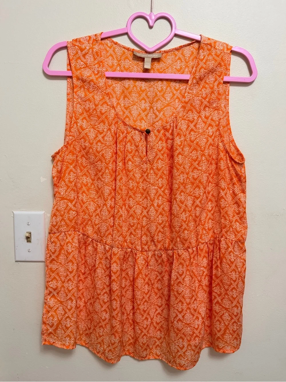 Banana Republic Orange Patterned Sleeveless Tiered Tank